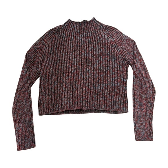 lululemon athletica Sweaters - Lululemon Black Red Cotton Cashmere Wool Blend Mock Neck Ribbed Sweater Size 6